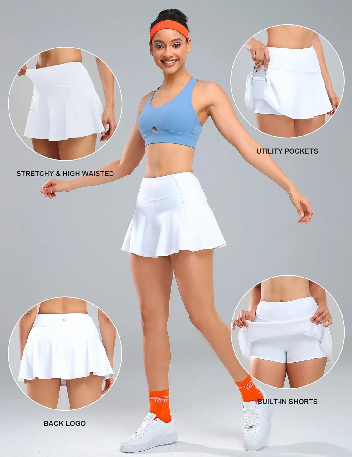 1a1a Womens Tennis Golf Skirts with Shorts Pockets High Waisted Sports Athletic Skorts Skirt