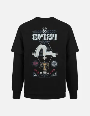 2-in-1 Indian Totem Print Relax Fit Long Sleeves T-shirt
