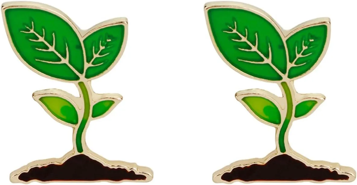 2 Pcs Bean Sprouts Enamel Brooch Pins Lovely Leaves Plant Enamel Pins Cute Lapel Pin for Backpacks Clothes Bags Lovely Broches Jewelry for Women Men