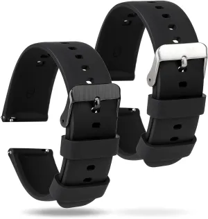 2 Pcs Silicone Watch Bands, Quick Release Soft Rubber Replacement Watch Bands Watch Straps for Men Women