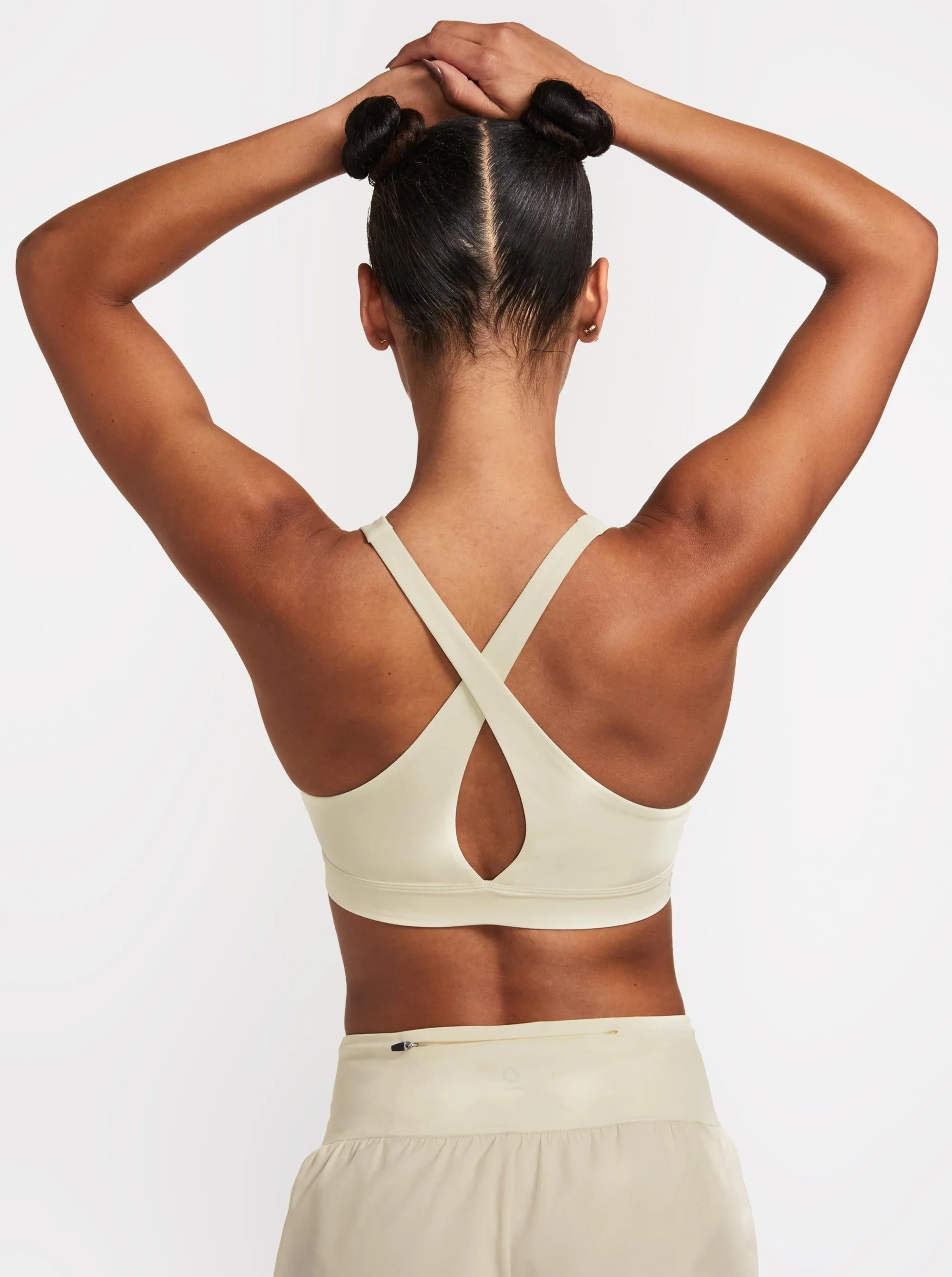 ALRN Mid Support Crossback Bra - White Sand