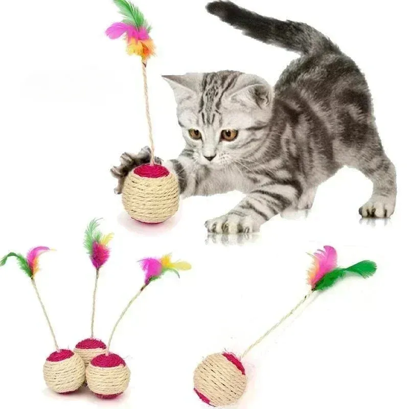 Ball Cat Toy with Feathers