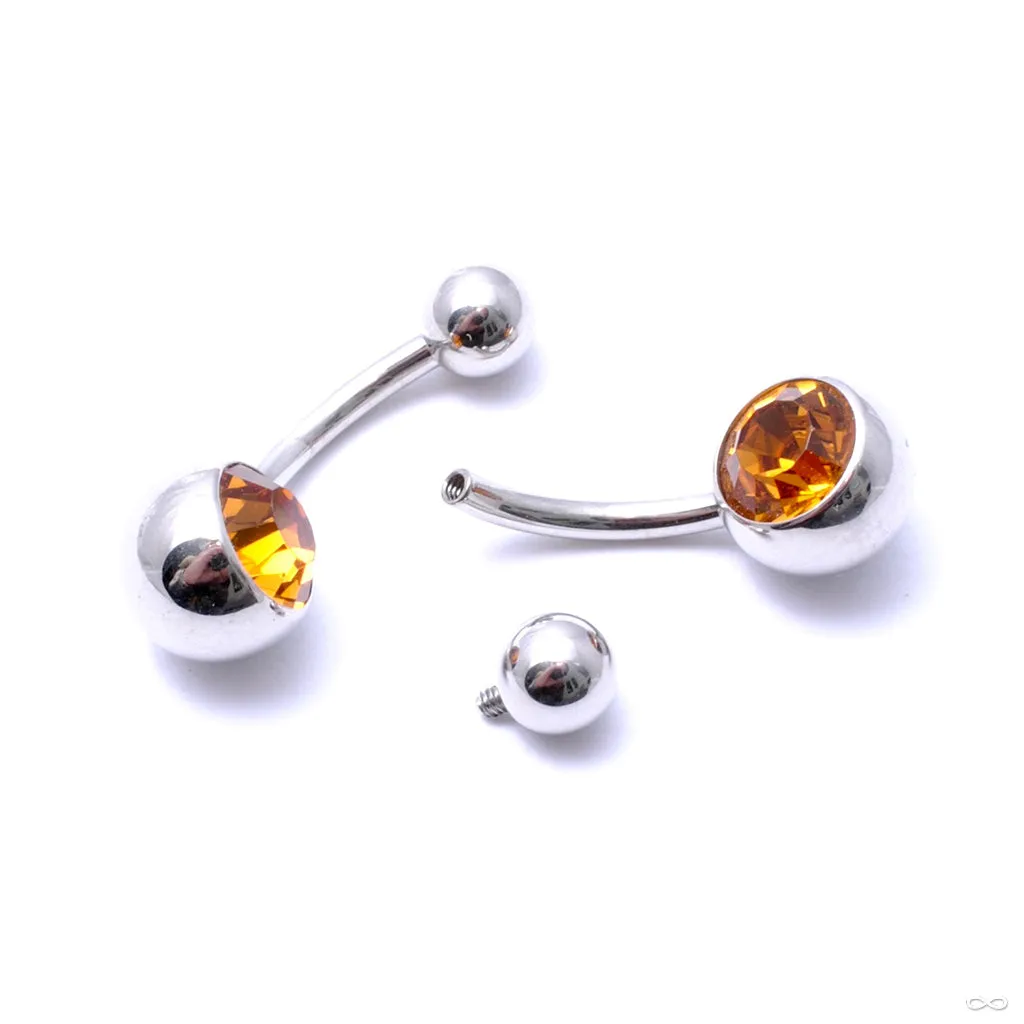 Ball-set Gem Threaded Navel Curve in Stainless Steel from Industrial Strength