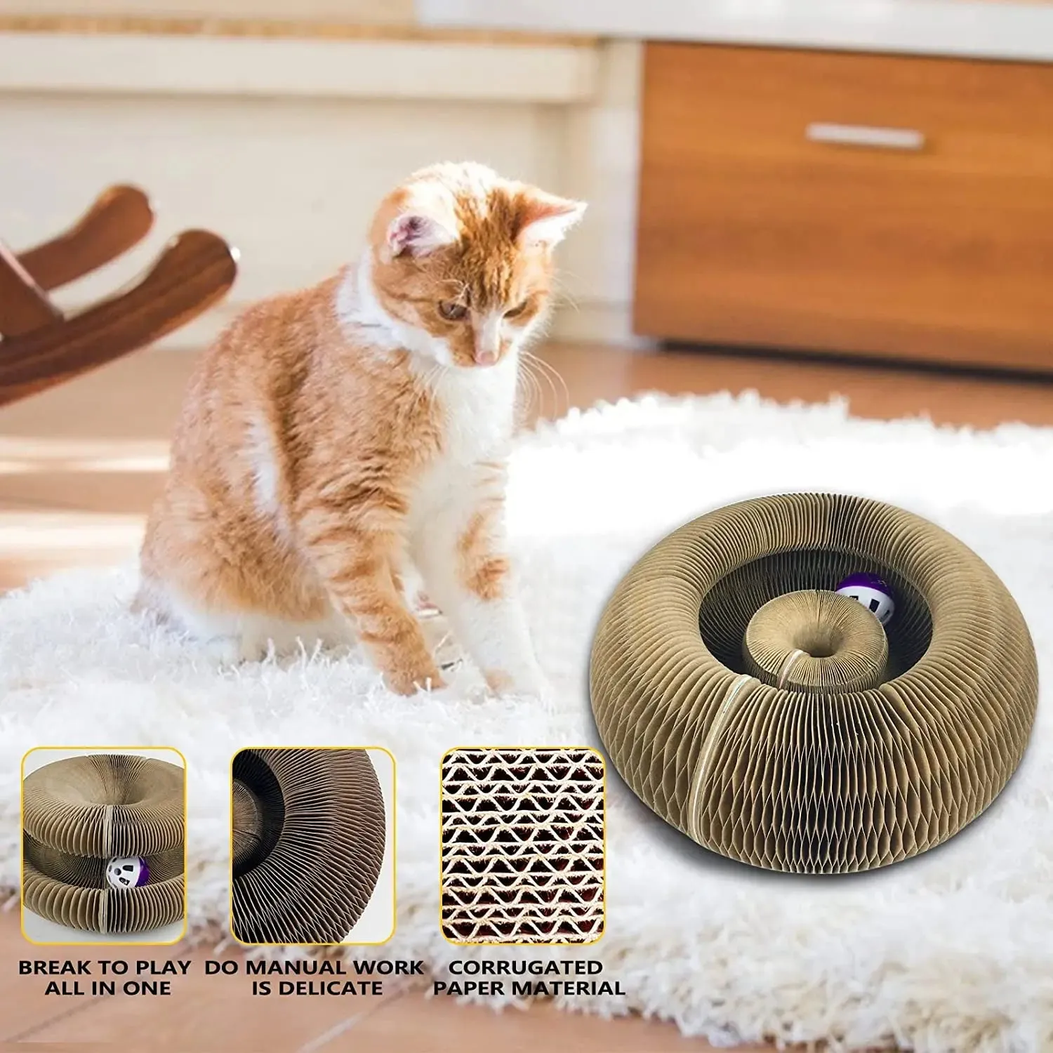 Cat Scratch Organ Board Toy with Ball and Climbing Frame