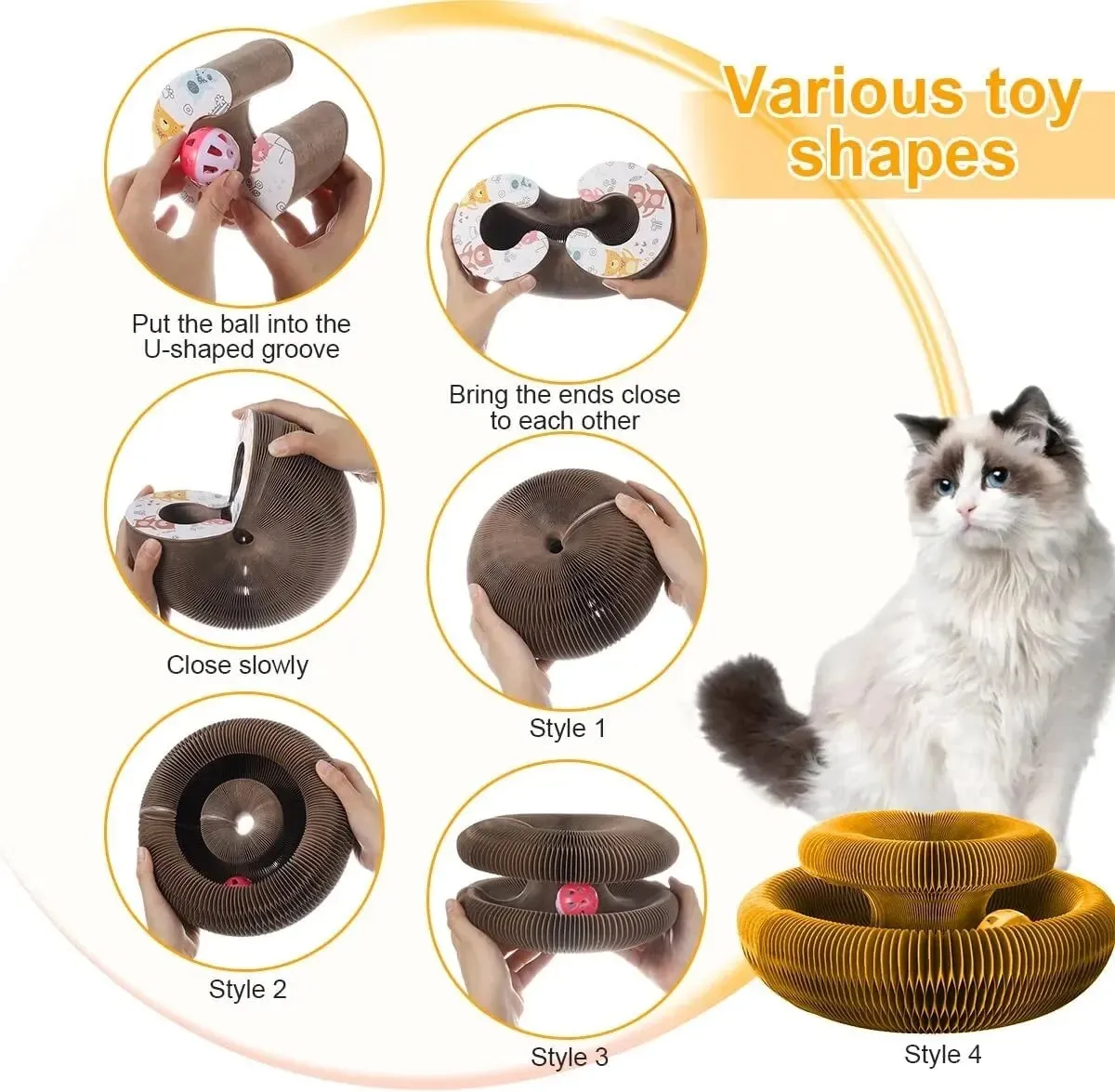 Cat Scratch Organ Board Toy with Ball and Climbing Frame