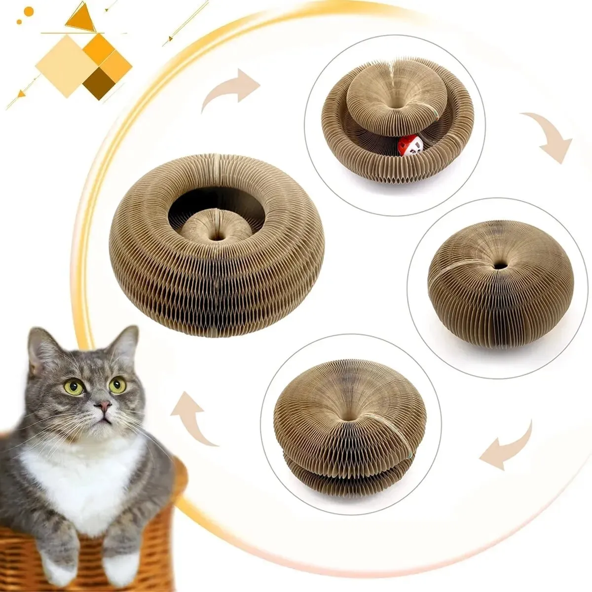 Cat Scratch Organ Board Toy with Ball and Climbing Frame
