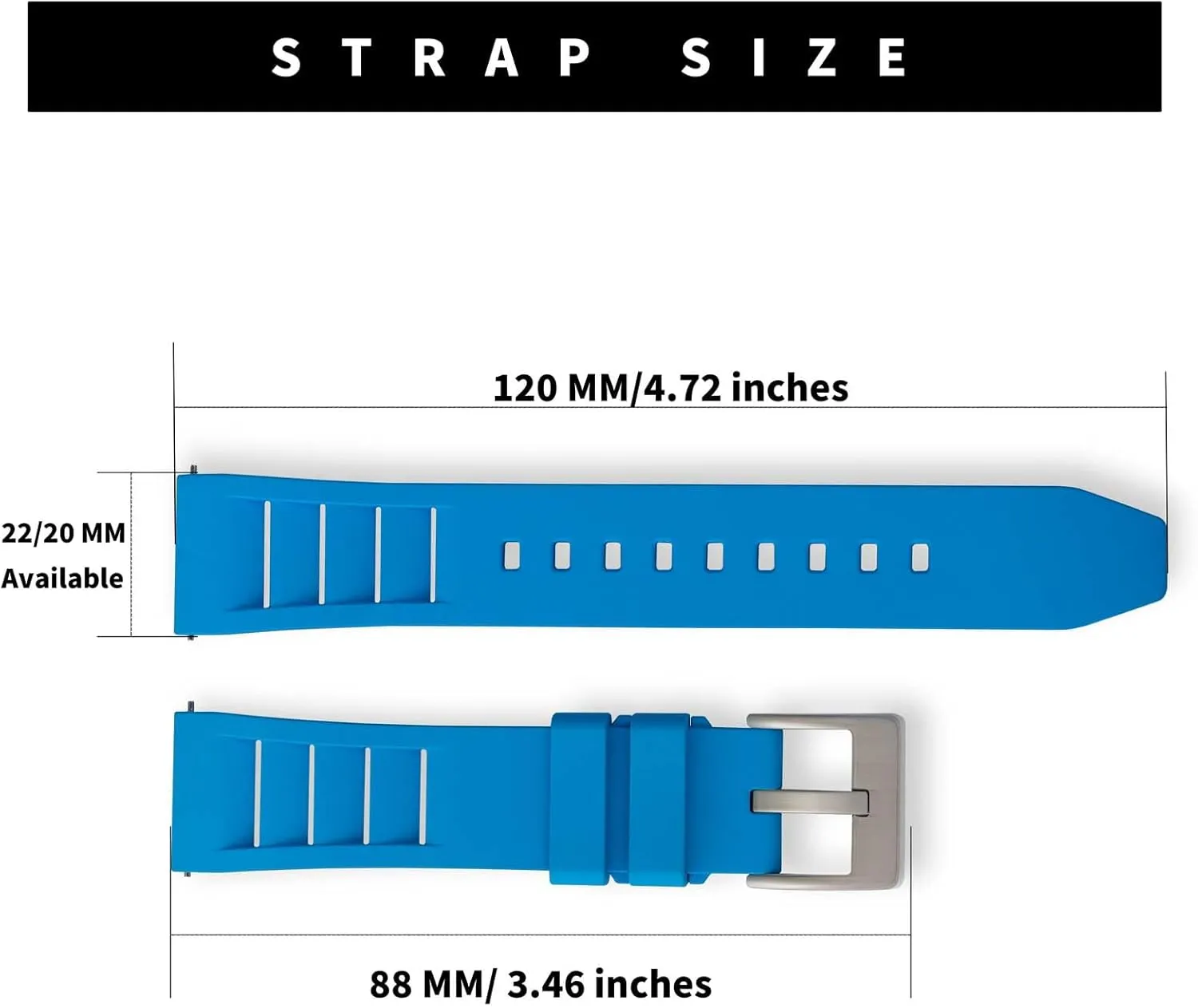 Fluororubber Watch Strap 20mm 22mm - Fluoroelastomer Watch Band Soft Breathable Durable Universal Replacement Band Strap for Men Women