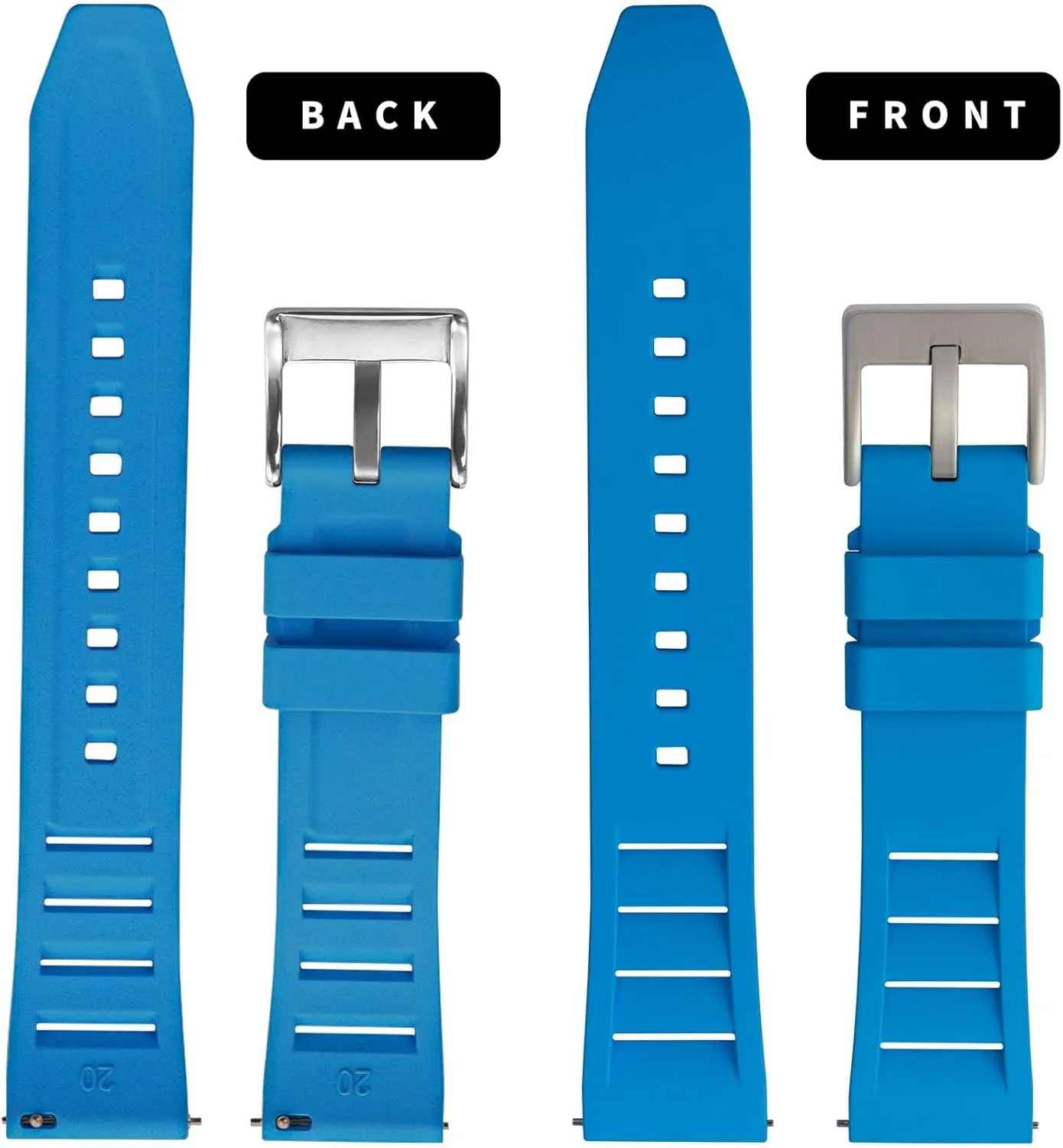 Fluororubber Watch Strap 20mm 22mm - Fluoroelastomer Watch Band Soft Breathable Durable Universal Replacement Band Strap for Men Women
