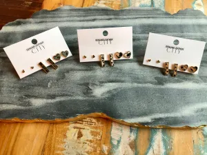 Leopard three earring set