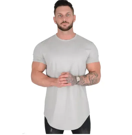 Muscle Fitness T-Shirt Athleisure Workout Short Sleeve High Quality Cotton Gym Sport Shirt