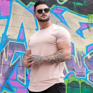 Muscle Fitness T-Shirt Athleisure Workout Short Sleeve High Quality Cotton Gym Sport Shirt