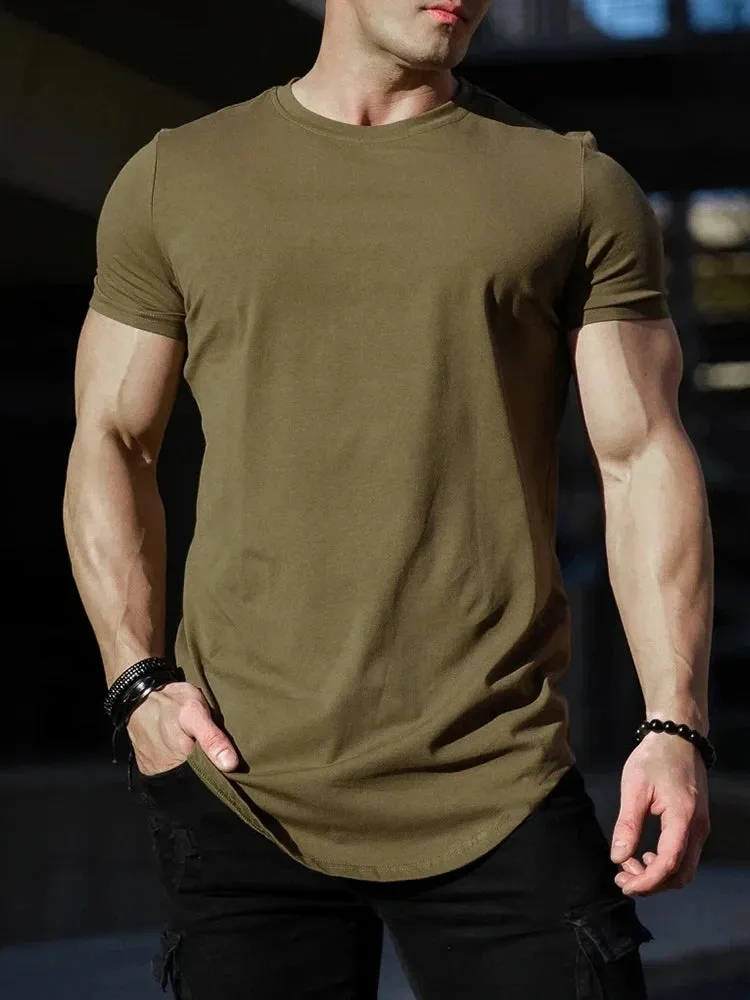 Muscle Fitness T-Shirt Athleisure Workout Short Sleeve High Quality Cotton Gym Sport Shirt