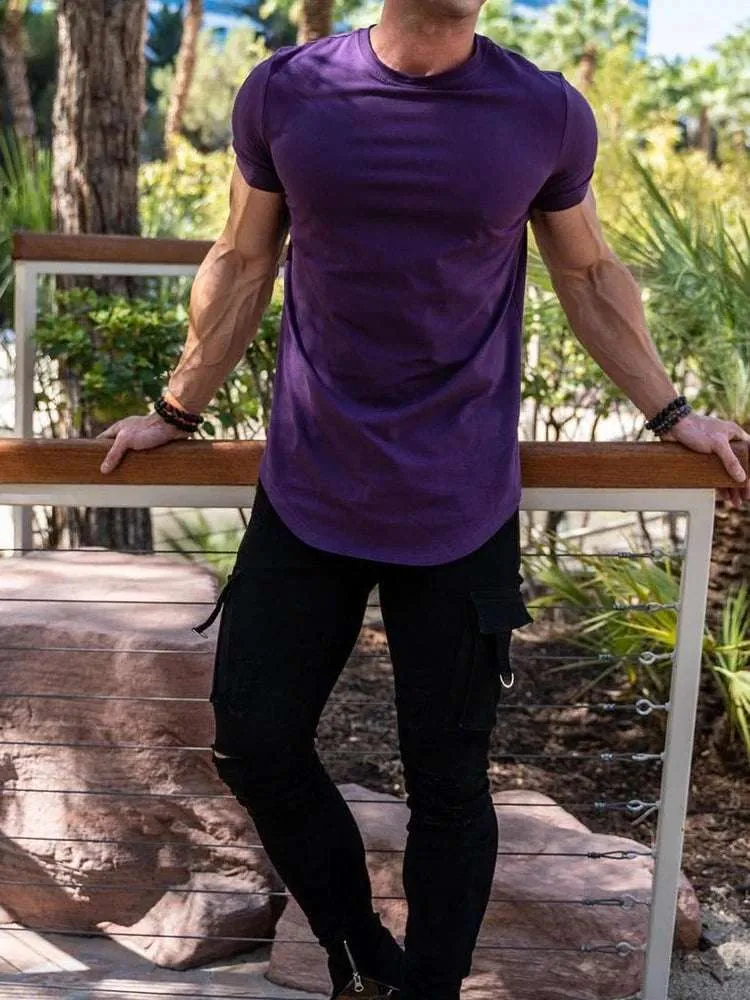 Muscle Fitness T-Shirt Athleisure Workout Short Sleeve High Quality Cotton Gym Sport Shirt
