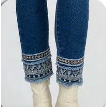Pull Up Stretch Ankle  Jean -Medium Blue