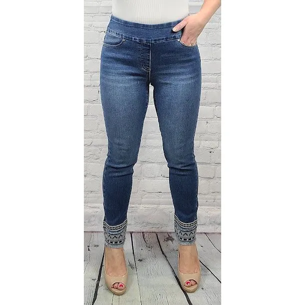 Pull Up Stretch Ankle  Jean -Medium Blue