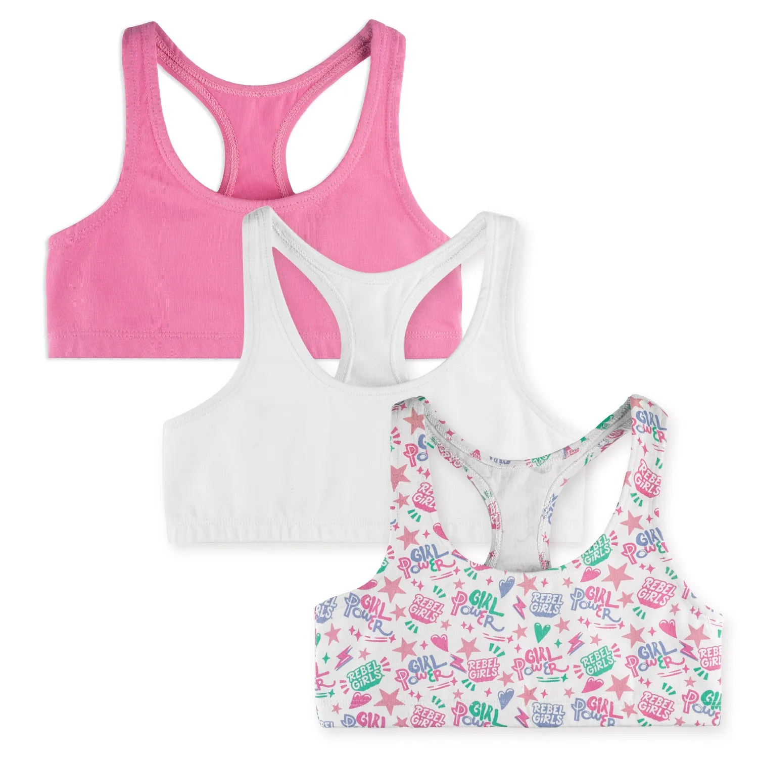 Rebel Girls Organic Cotton Racerback Bra 3 Pack - FINAL SALE