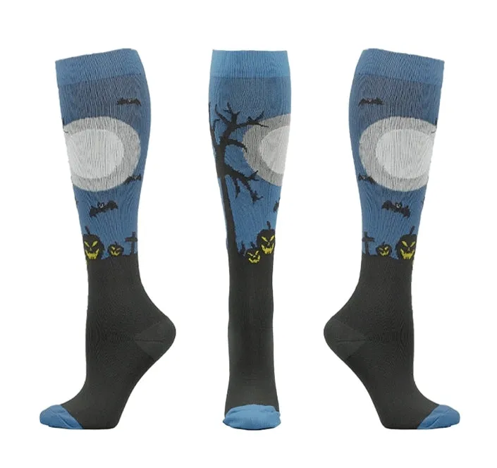 ROYALUCK 6 Pairs Halloween Cute and Fun Running Compression Socks for Men and Women