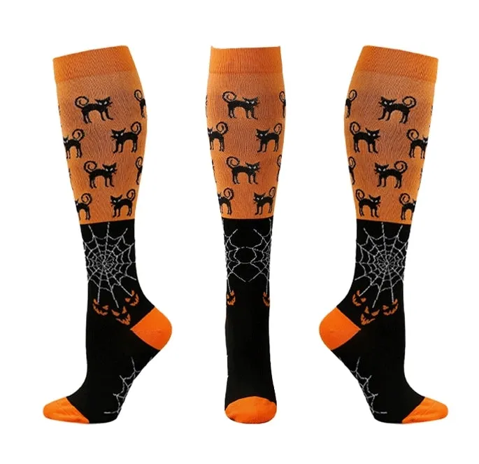 ROYALUCK 6 Pairs Halloween Cute and Fun Running Compression Socks for Men and Women