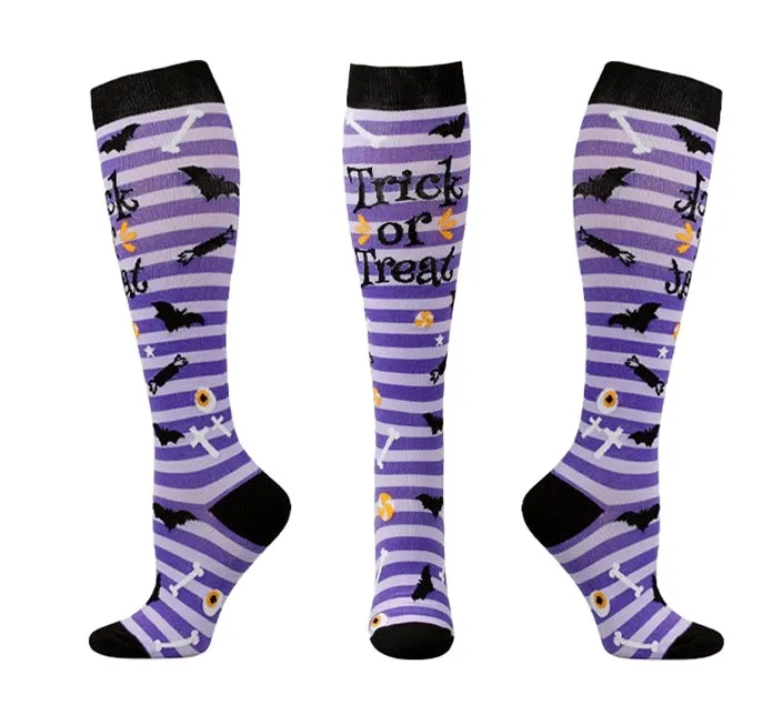 ROYALUCK 6 Pairs Halloween Cute and Fun Running Compression Socks for Men and Women