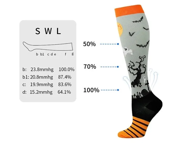 ROYALUCK 6 Pairs Halloween Cute and Fun Running Compression Socks for Men and Women