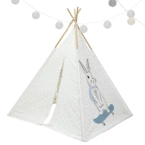 Teepee Tent - Rabbit and Powder Blue Dots