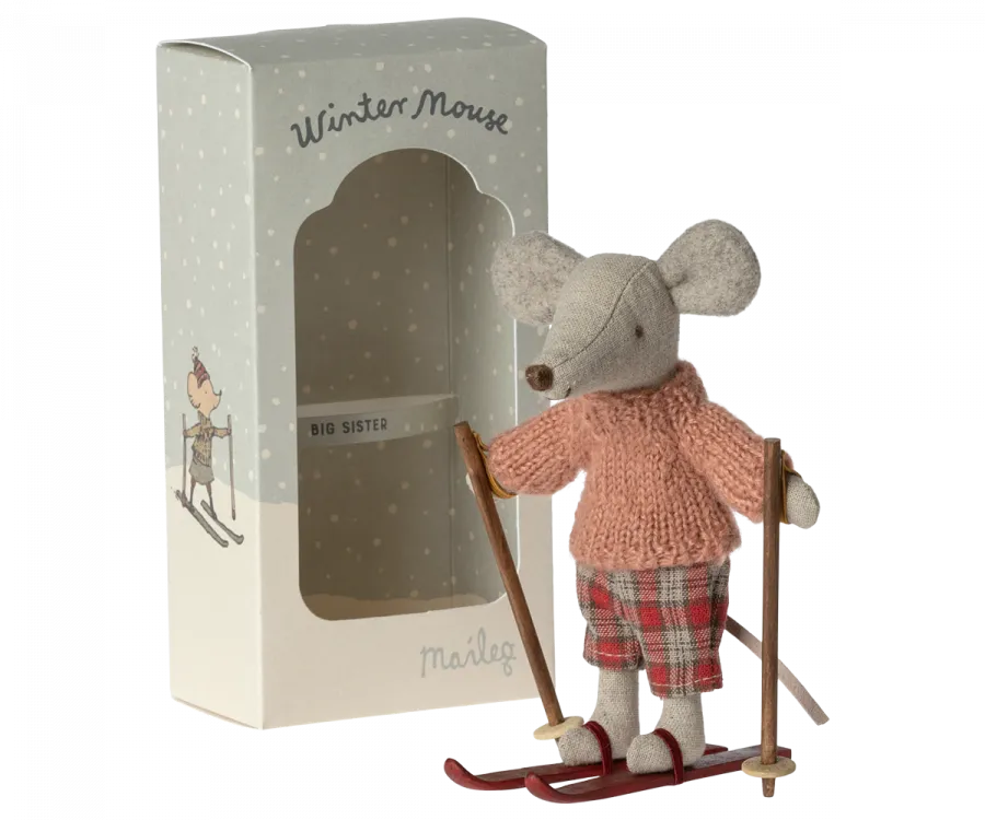 Winter Mouse with Ski Set, Big Sister by Maileg