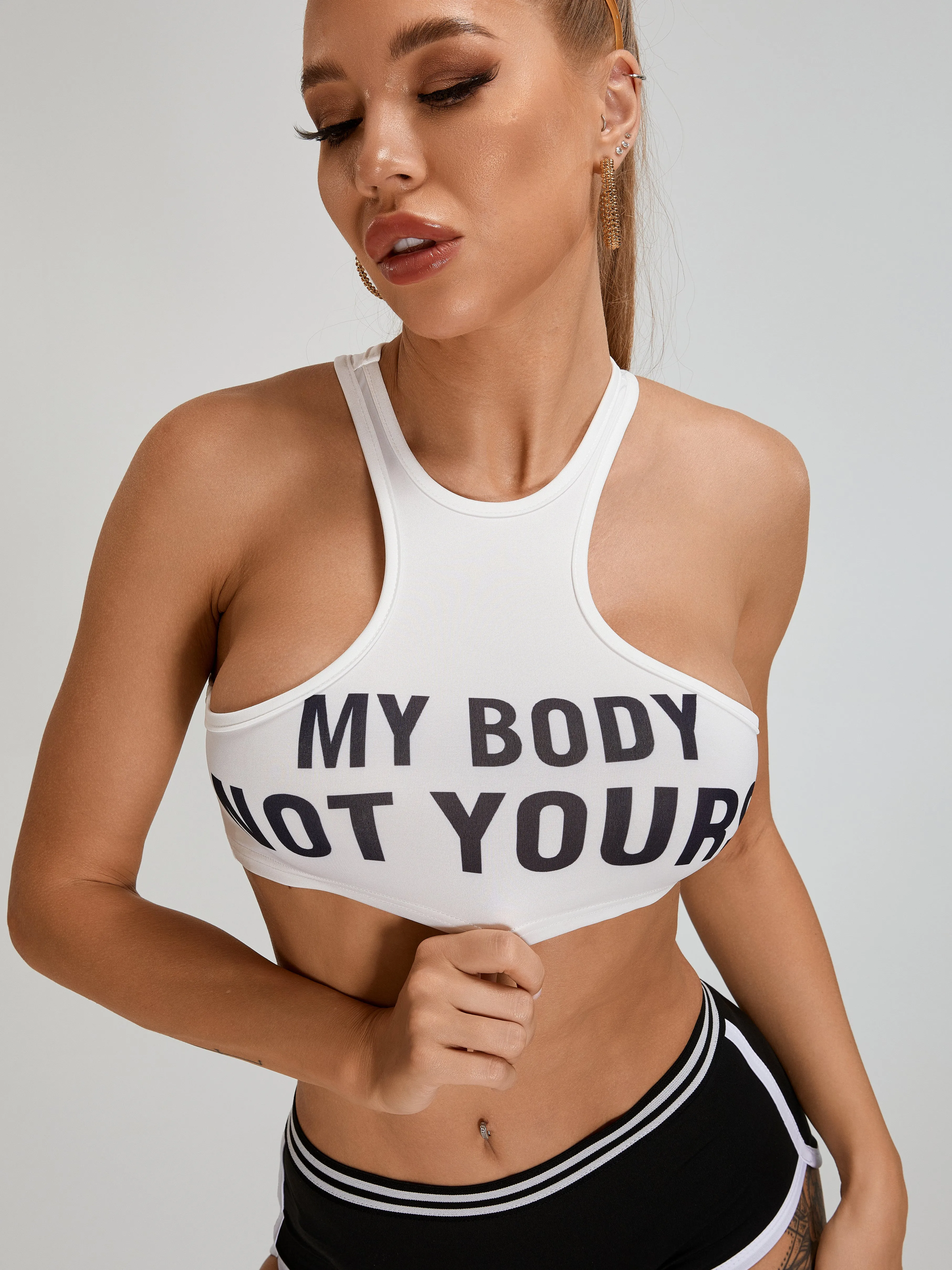 ZASUWA Female Tight Letter Print Sports Bras