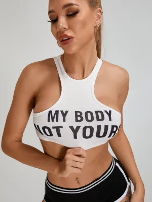 ZASUWA Female Tight Letter Print Sports Bras